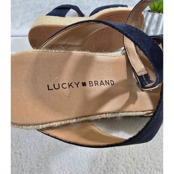 Lucky Brand Valki Navy Blue Espadrille Ankle Strap Sandal Size 7.5 M - Picture 11 of 12
